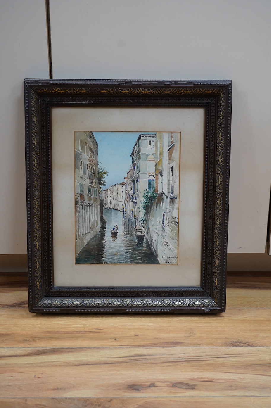 Michele Capuano (Italian, 19th. C), watercolour, Venetian canal, signed and inscribed, 30 x 23cm. Condition - fair